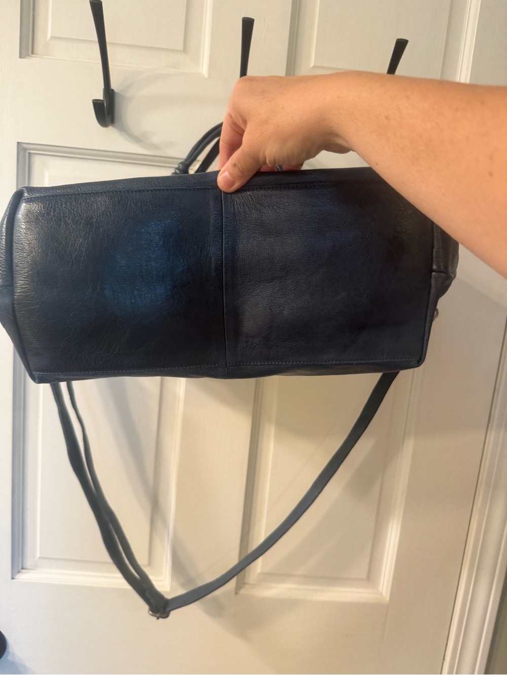 Latigo denim Blue Leather Tote with Removable Strap.. not navy - Picture 4 of 13